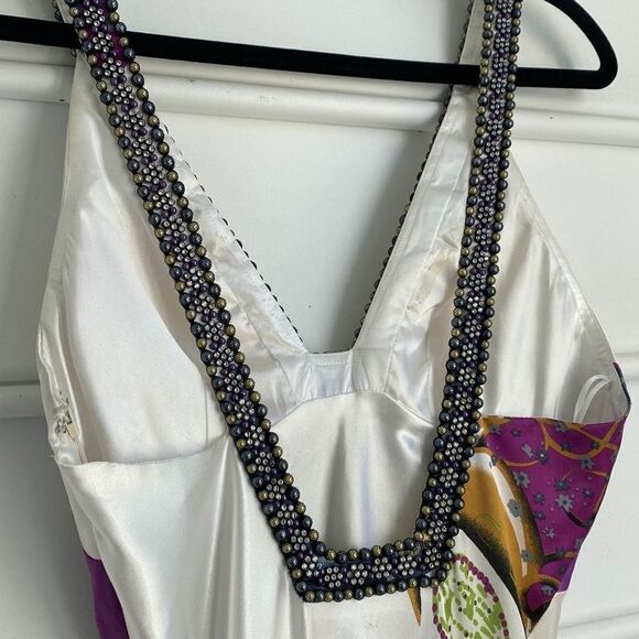 La Femme Prom Evening Full Length Colorful Beaded Plunging Open Back Stunning Ma - Picture 11 of 14